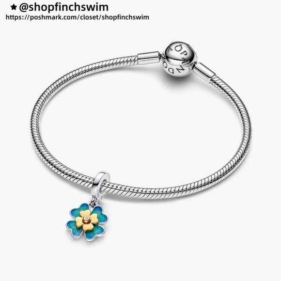 Pandora Spinnable Four Leaf  Diamond Dangle Charm - Picture 3 of 6